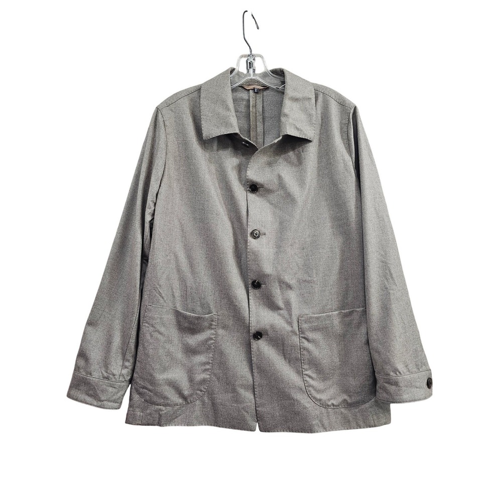 Hall Madden Chore Jacket Mens M Tan Solid Vitale Barberis Canonico Italian Wool